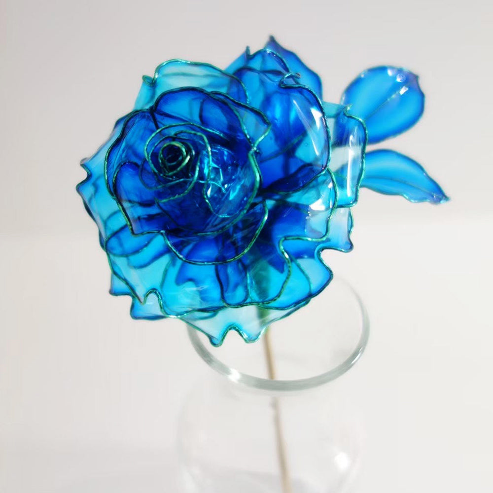 青いバラのかんざし